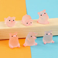 Glow-in-the-Dark Resin Piggy Ornaments – Miniature Decor for DIY Crafts