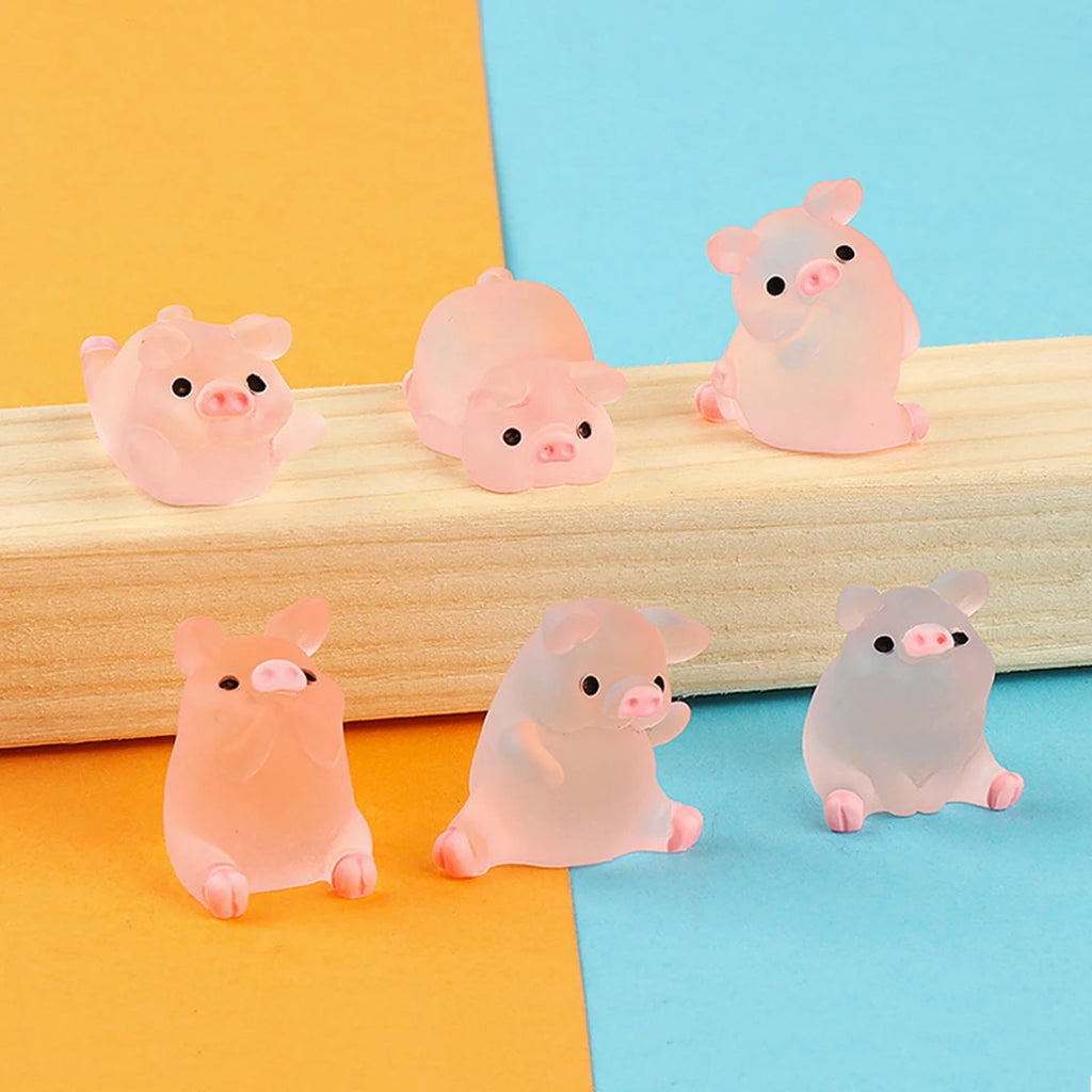 Glow-in-the-Dark Resin Piggy Ornaments – Miniature Decor for DIY Crafts