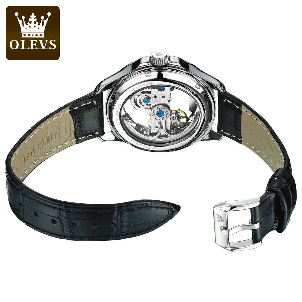Automatic Skeleton Mechanical Watch – Transparent Leather Strap for Business Men