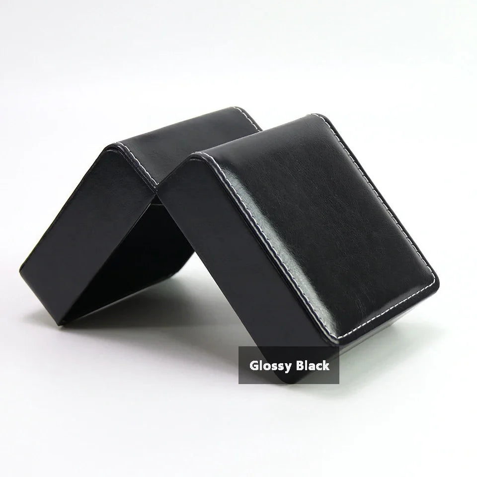 Black PU Leather Watch Box – Single Display Case with Pillow for Men