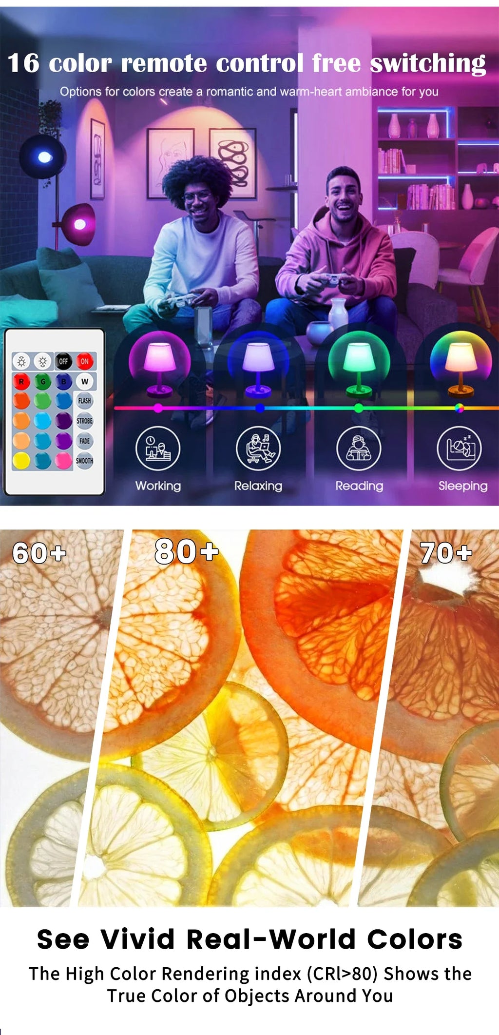 RGB LED Light Bulb – Dimmable 16 Color Remote for Home Bedroom Decor