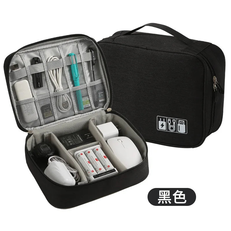 Waterproof Travel Cable Organizer – Double Layer Case for Electronics