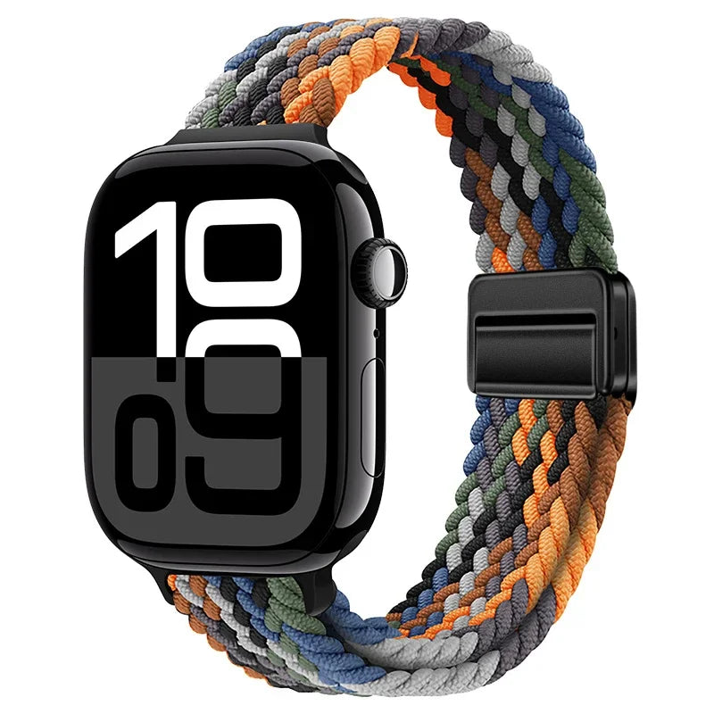 Braided Nylon Loop Watch Band – Magnetic Adjustable Bracelet for Apple iWatch