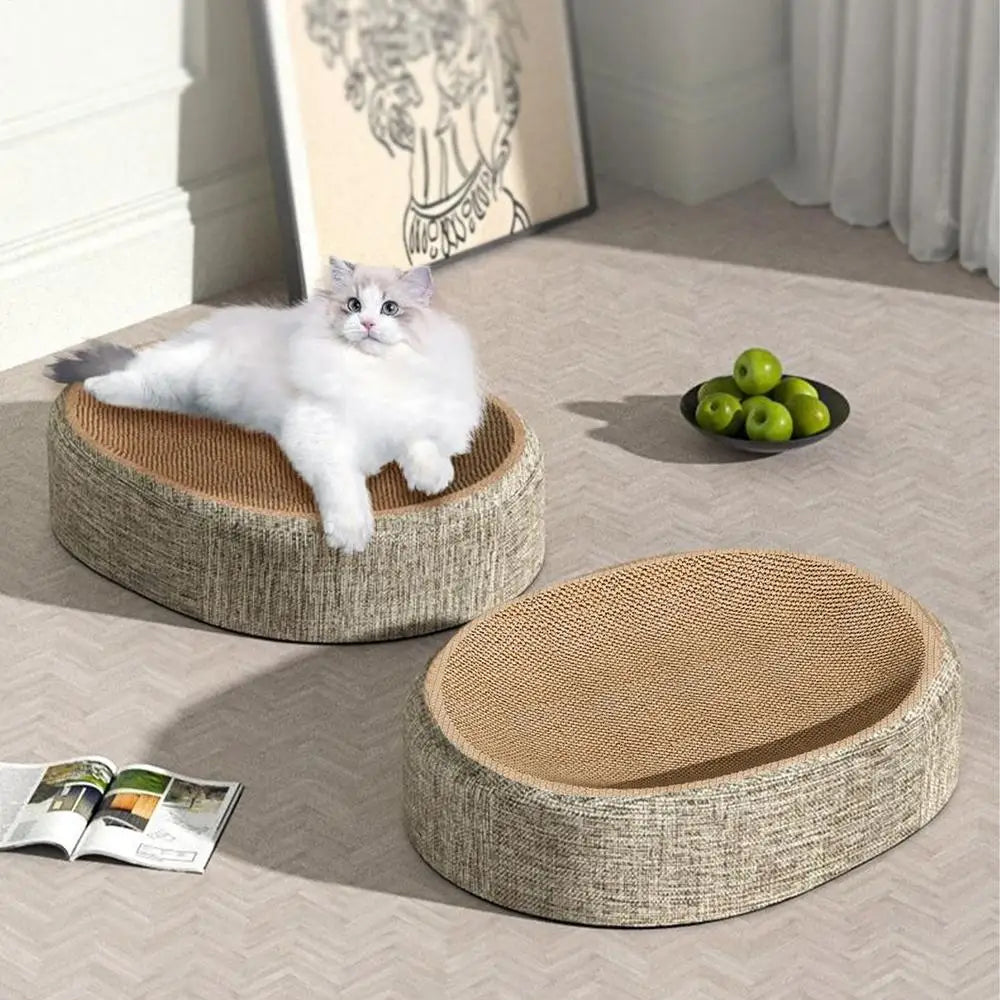 Oval Sisal Cat Scratching Bed – Wear-Resistant Pet Sleeping Mat for Cats