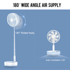 Folding Portable Desk Fan – 10800mAh Rechargeable Air Cooler for Camping