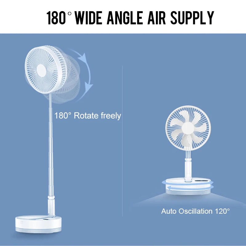 Folding Portable Desk Fan – 10800mAh Rechargeable Air Cooler for Camping