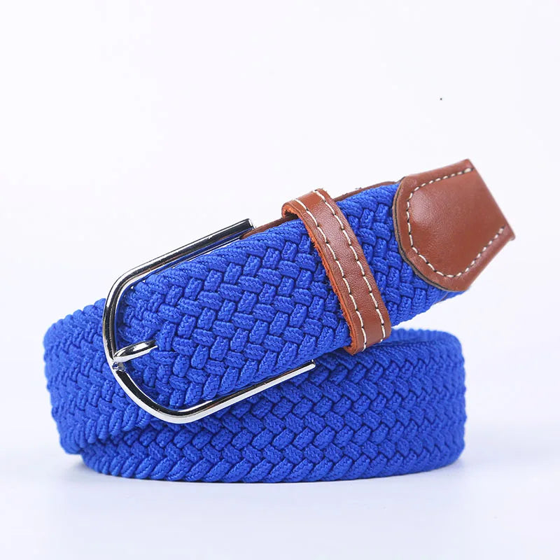 Woven Elastic Canvas Belt – Stretch Braided Buckle Strap for Casual Jeans