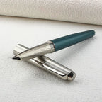 Calligraphy Fountain Pen – Bent Nib Silver Green for Painting and Office