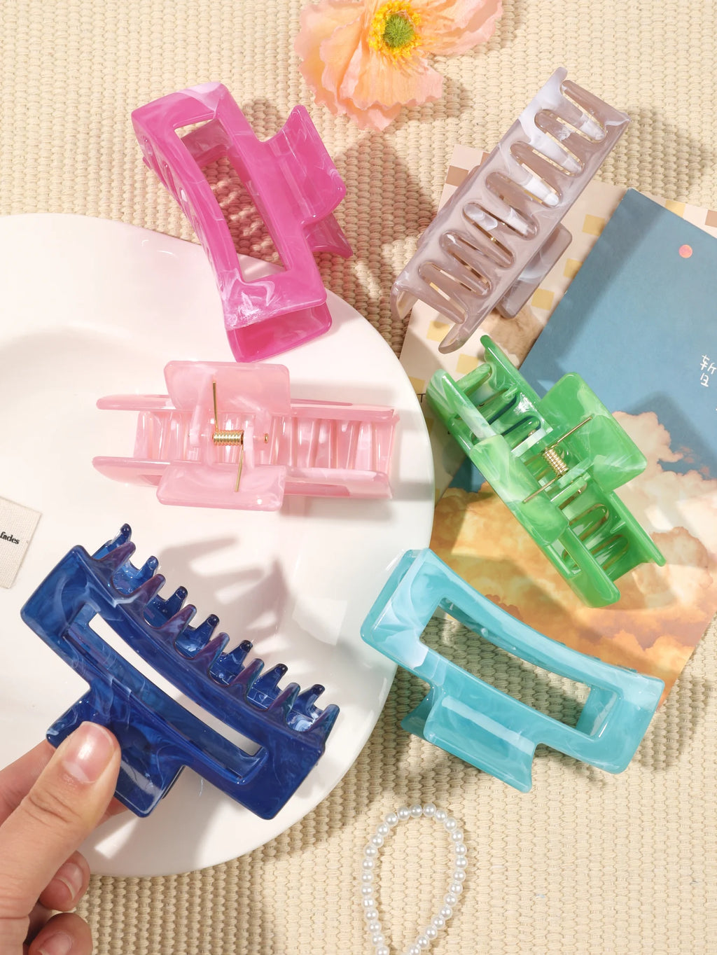 Matte Square Hair Claw Clips – Non-slip 3.4 inch Accessories for Thick Hair