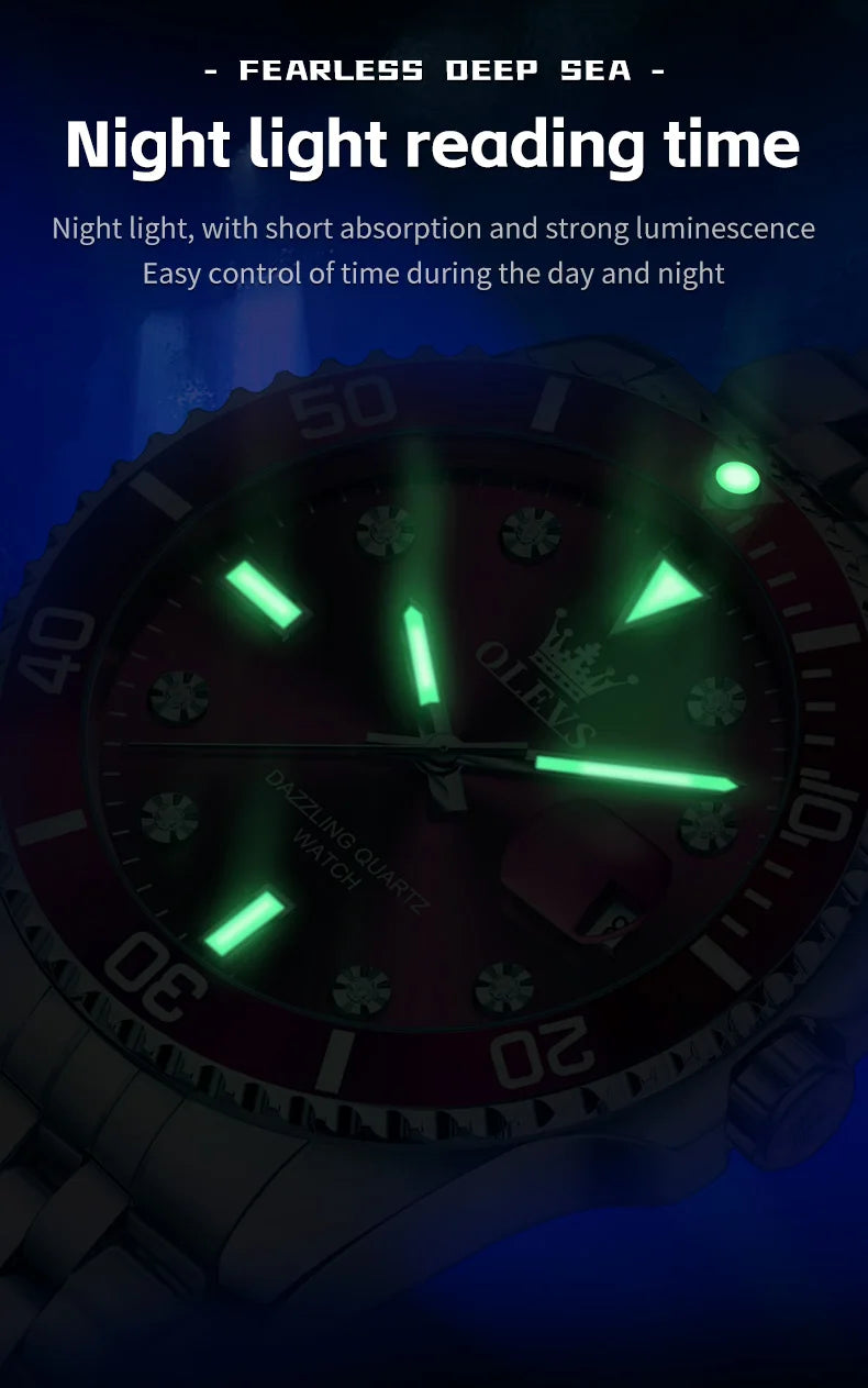 Stainless Steel Quartz Watch – Luminous Calendar Wristwatch for Business Men