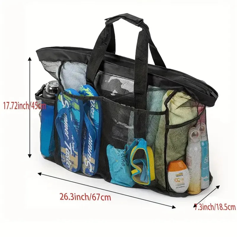 Extra Large Waterproof Beach Bag – Foldable Mesh Tote for Travel and Swimming