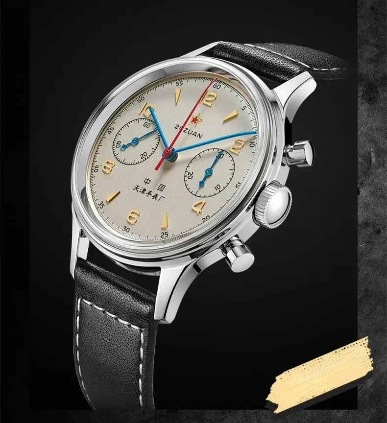 Vintage Pilot Chronograph – 42mm Automatic Waterproof Watch for Men
