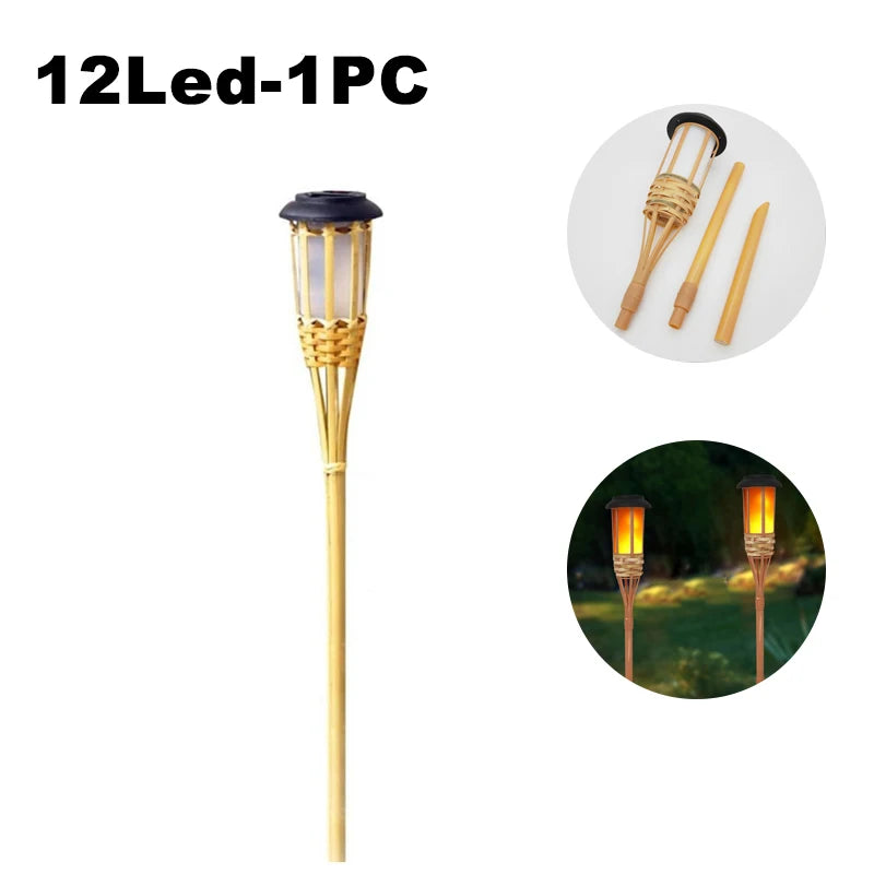 Handcrafted Bamboo Solar LED Torch – Flickering Flame Effect for Garden