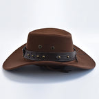 Faux Suede Western Cowboy Hat – Wide Brim Fedora for Party Cosplay