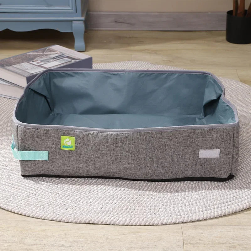 Foldable Cat Litter Box – Waterproof Oxford Cloth for Travel and Home