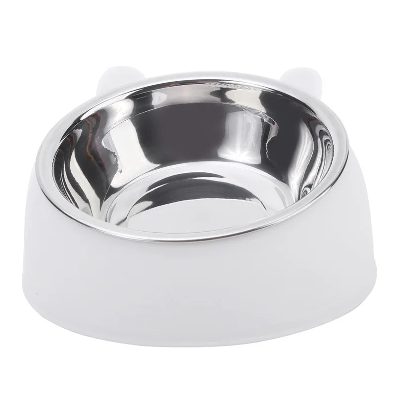 Stainless Steel Inclined Cat Bowl – Ergonomic Pet Food Feeder for Cats and Dogs