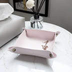 Folding Leather Storage Tray – Nordic Desktop Organizer for Jewelry and Keys