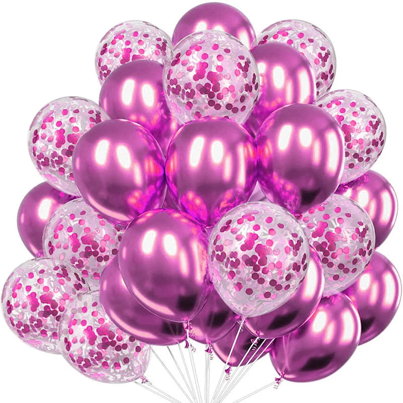 12-Inch Round Metallic Confetti Balloons – Latex Party Decor for Anniversaries