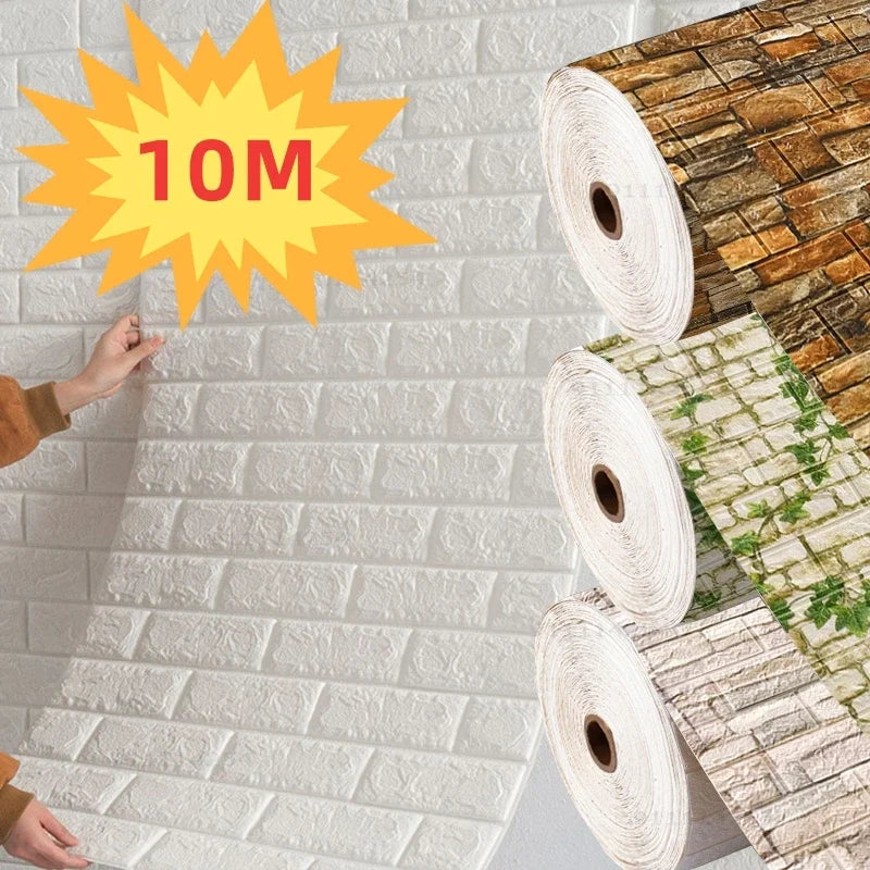 3D Foam Brick Wallpaper – Self-Adhesive Waterproof Wall Sticker for Home Decor