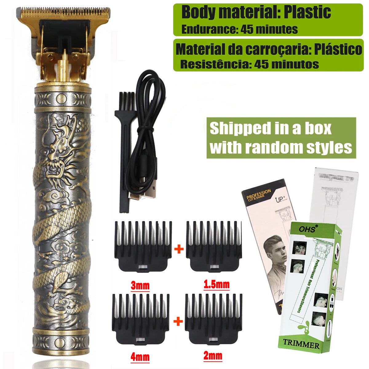 Cordless Electric Hair Trimmer – Professional Barber Shaver for Men