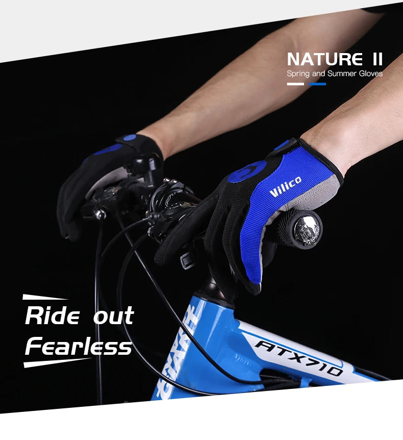 Anti-Slip Full Finger Cycling Gloves – Breathable MTB Gear for Men and Women