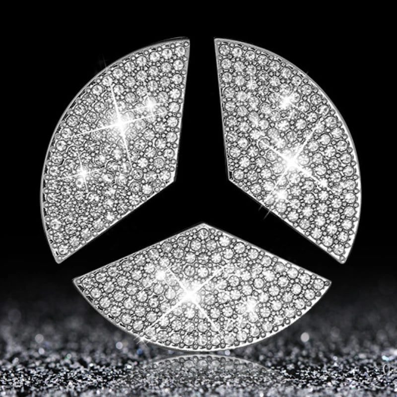 Crystal Steering Wheel Emblem – Diamond Sticker for Mercedes Benz Accessories