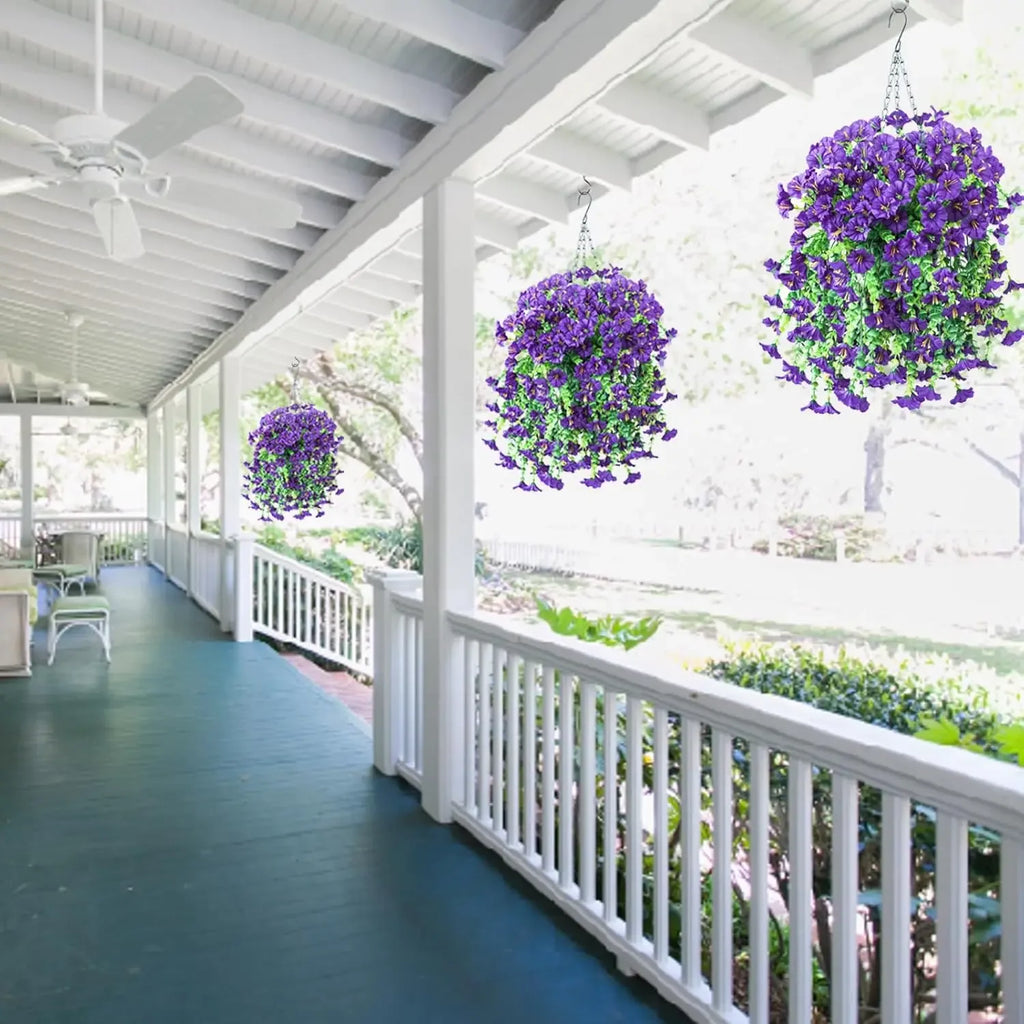 Artificial Morning Glory and Eucalyptus Vine – UV-Resistant Home Wall Decor