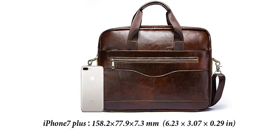 Genuine Leather Men Briefcase – Professional Laptop Messenger for Business