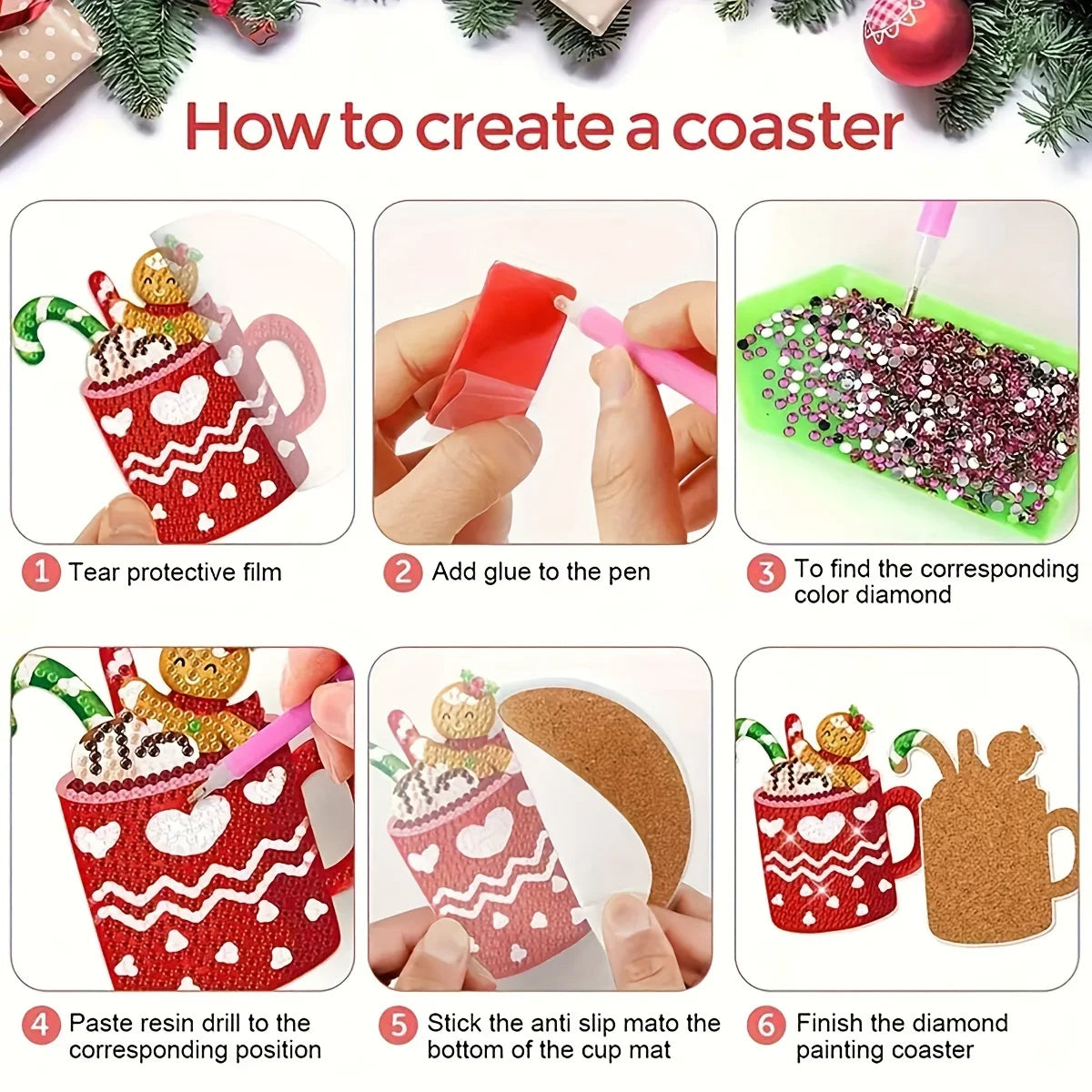 Christmas Wooden Diamond Painting Coasters – DIY Holiday Table Decor
