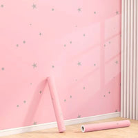 Pink Star Pattern PVC Wallpaper – Self-Adhesive Wall Decor for Kids Bedroom