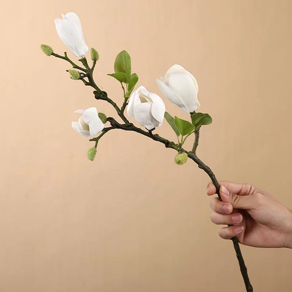 Silk Magnolia Flower Bouquet – Decorative Floral Arrangement for Wedding Decor
