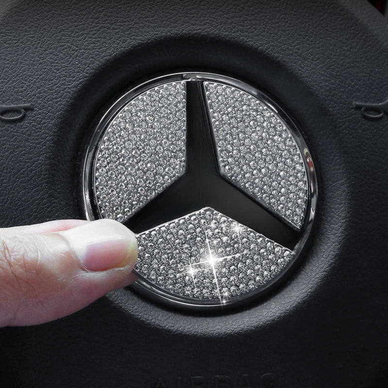 Crystal Steering Wheel Emblem – Diamond Sticker for Mercedes Benz Accessories