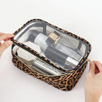 Leopard Print Clear Makeup Bag – Waterproof Large Cosmetic Organizer for Travel