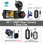4K Dash Cam – Front and Rear WiFi Video Recorder for Vehicle Parking Safety