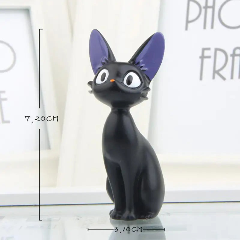 Black Cat Resin Miniature – Kawaii Anime Figurine for Fairy Garden Decor