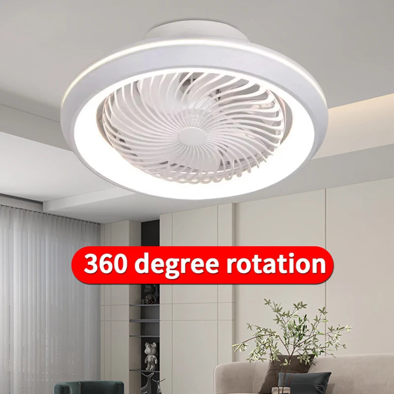 Enclosed Circular Ceiling Fan Light – Remote Controlled for Bedroom Living Room