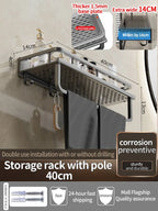 Aluminum Bathroom Shelf – Wall Mounted Storage Rack for Kitchen and Shower