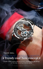 Automatic Skeleton Mechanical Watch – Transparent Leather Strap for Business Men
