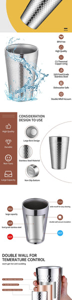 Stainless Steel Diamond Hammer Cup – Insulated Outdoor Camping Drinkware