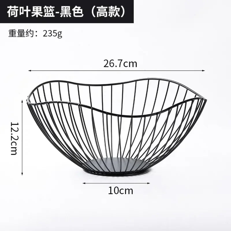 Modern Iron Fruit Basket – Decorative Wire Storage Bowl for Home Kitchen