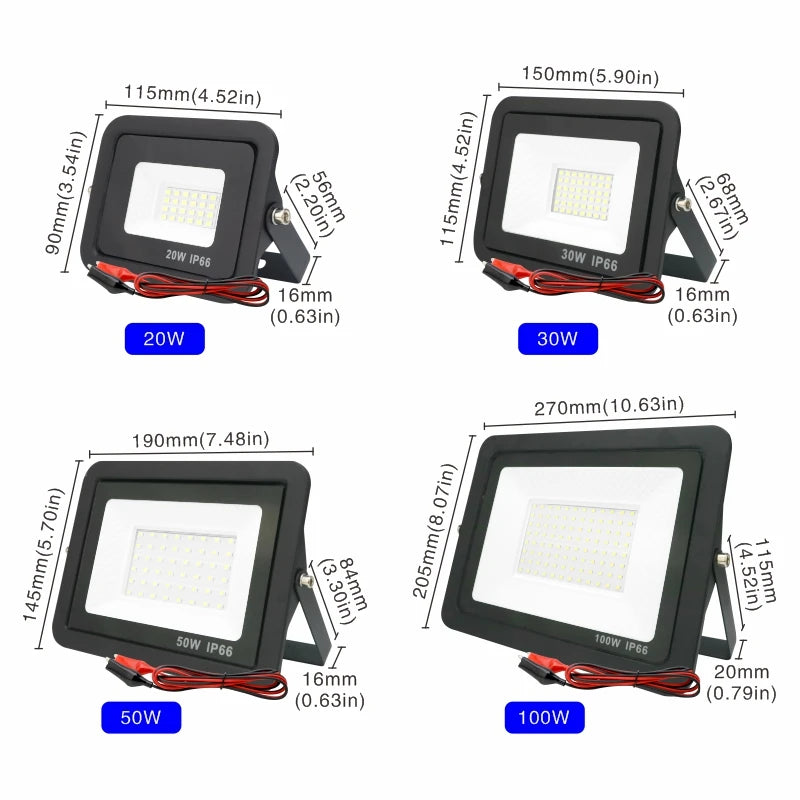 12V LED Flood Light – IP66 Waterproof Outdoor Spotlight for Camping and Marine
