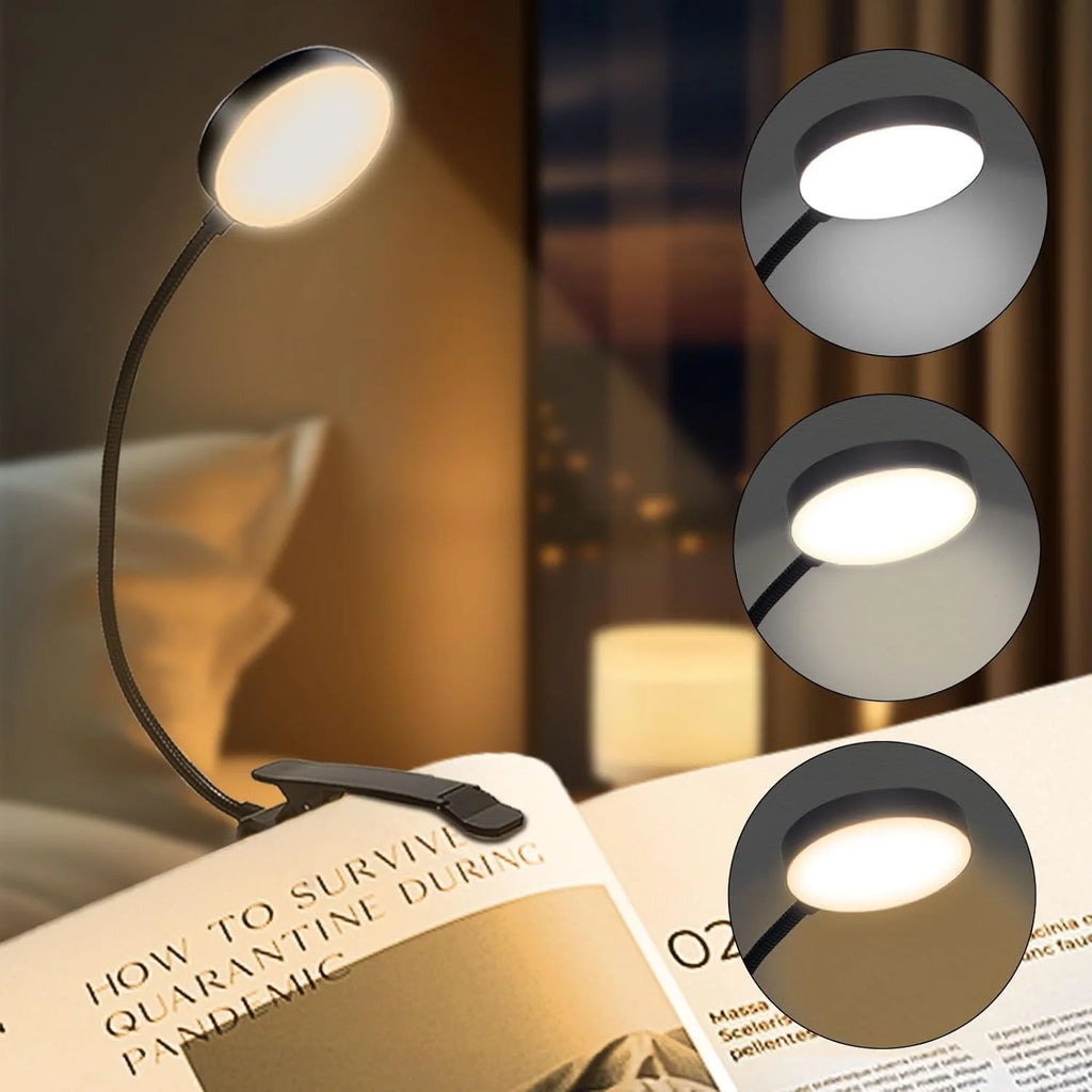 USB Rechargeable Book Light – Flexible Clip-On Lamp for Night Reading