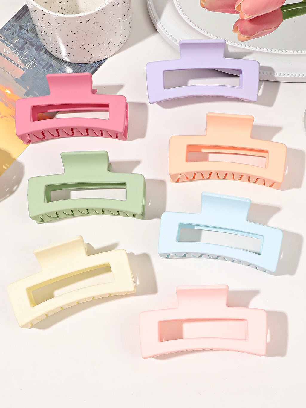 Matte Square Hair Claw Clips – Non-slip 3.4 inch Accessories for Thick Hair