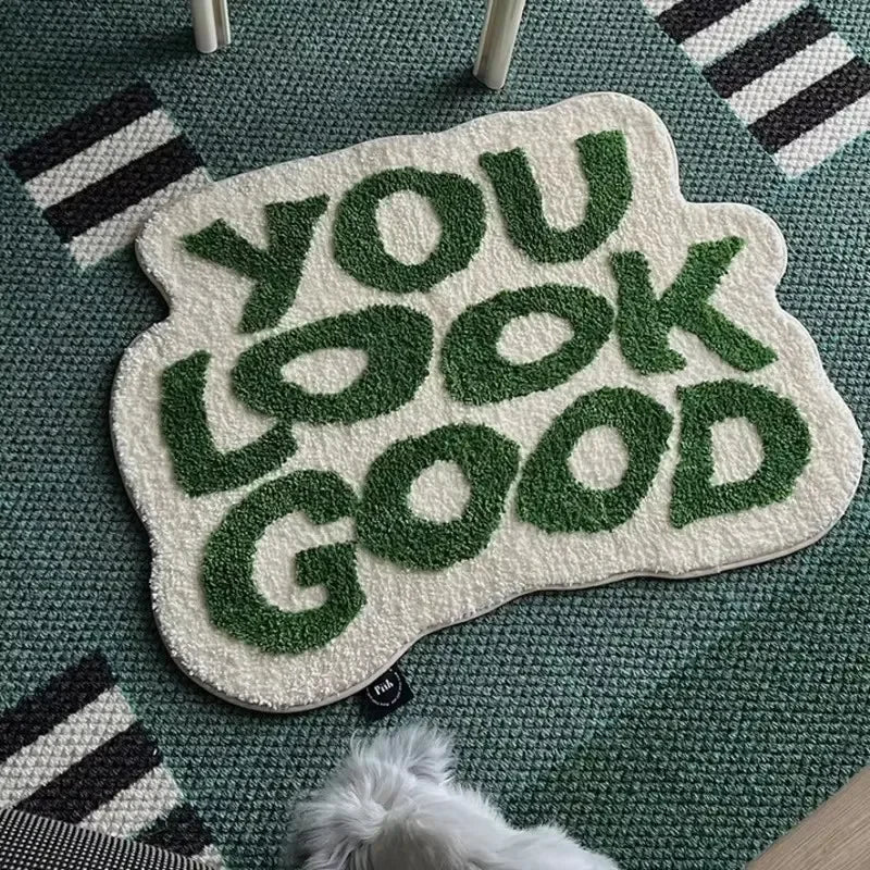 Irregular Letter Floor Mat – Soft Anti-Slip Faux Cashmere Rug for Bedroom