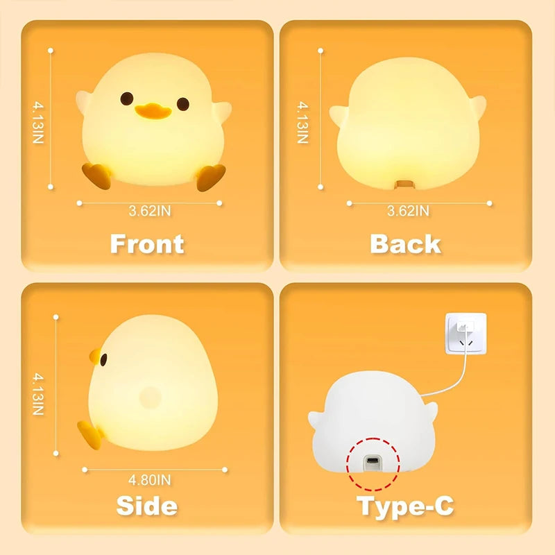 Silicone Duck Night Light – Rechargeable LED Bedside Lamp for Nursery
