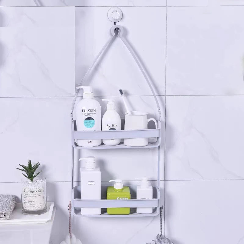 Hanging Bathroom Shelf – Nail-Free Shower Organizer for Shampoo Storage