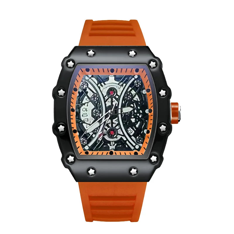 Luminous Tonneau Men's Watch – Luxury Sport Calendar Wristwatch for Daily Wear