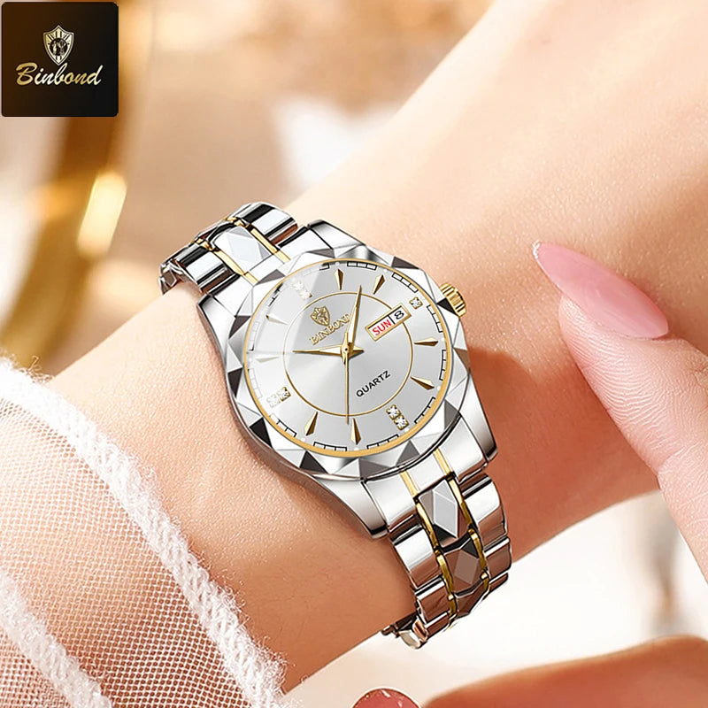 Stainless Steel Quartz Watch – Waterproof Luminous Accessory for Women
