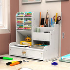 Wooden Desk Organizer – Desktop Stationery Storage for Home Office