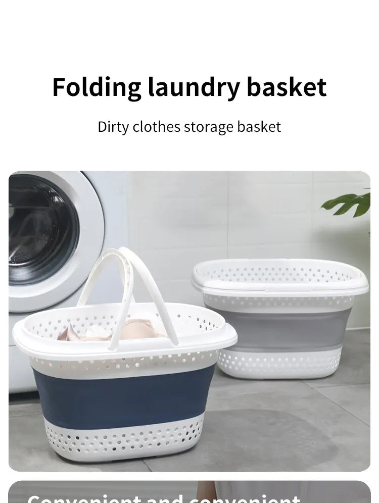 Collapsible Plastic Laundry Basket – Large Folding Storage for Home Organization
